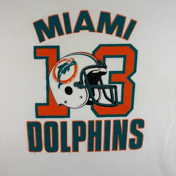 VTG Miami Dolphins Shirt Extra Large Dan Marino 80's USA Made Striped Sleeve - Picture 5 of 10